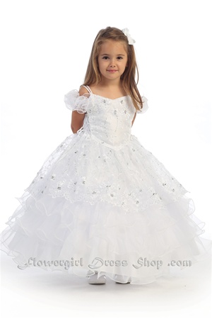 Flower Girl Dresses #AG632W : Stunning Off-The-Shoulder Dress W/ Layers ...