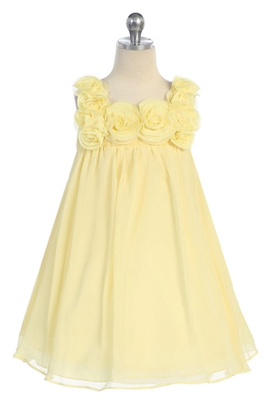 Flower Girl Dresses #CA611Y : Yuro Chiffon Dress with Rosebud on Bodice