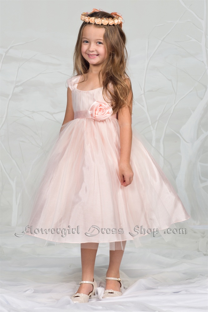 Flower Girl Dresses #CA906PC : Elegant Cap Sleeve Tulle Dress