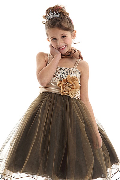 Cute Leopard-Print Sequined Bodice Girl 