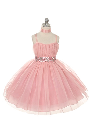 Flower Girl Dresses #JK3422L : Tulle Gathered Bodice w/ Pearls