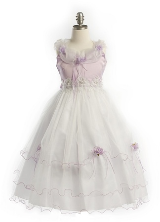 Flower Girl Dresses #JK5009 : Elegant Satin Dress w Layered Tulle Skirt