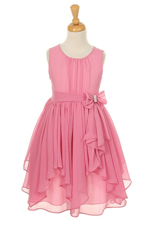 Flower Girl Dresses #KK2040D : Cute & Comfy Chiffon Dress w/ Asymmetric Ruffled Skirt Girl Dress