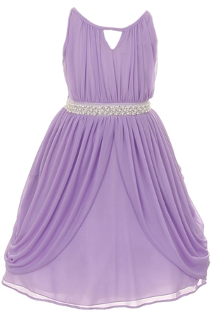 Elegant Grecian Chiffon Gown with Pearl & Crystal (#KK2071)