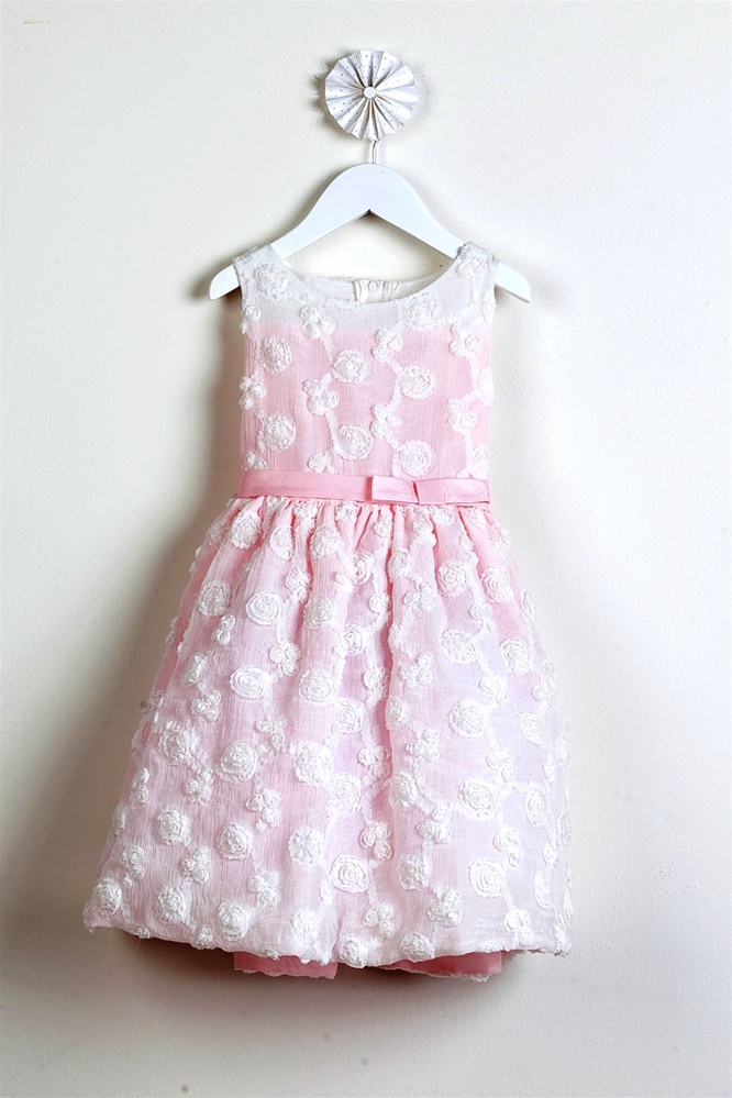 Flower Girl Dresses SK448B : Floral Swirl Embroidered Silk Dress.