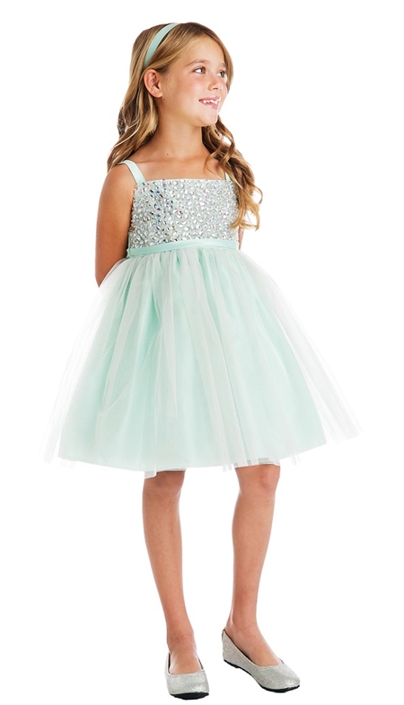 #SK738 : Rhinestone and Crystal Tulle Party Dress