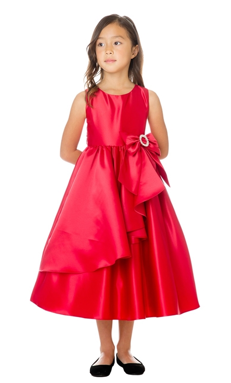 #SK772:- Satin Dress with Cascading Skirt