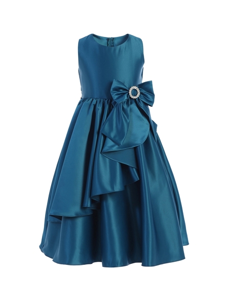 #SK772P:- Satin Dress with Cascading Skirt