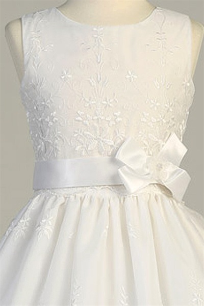 Lovely Organza Dress w/ Embroidery Work All Over & Bow Accent Girl Dress